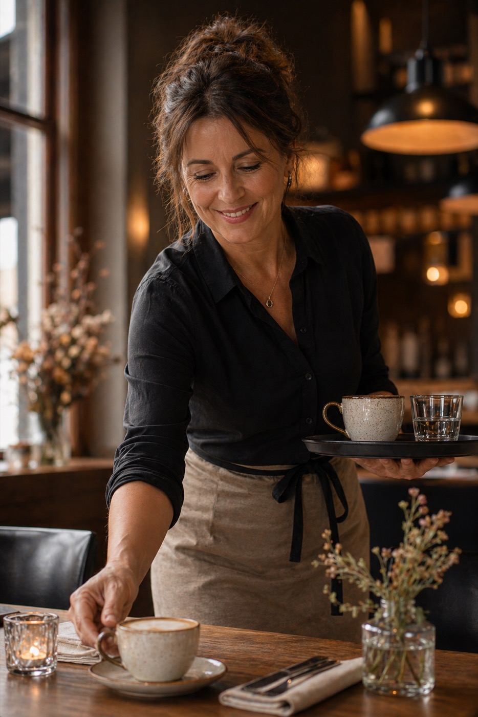 Servicekraft in einem stilvollen Café